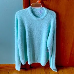 Fuzzy mint green sweater